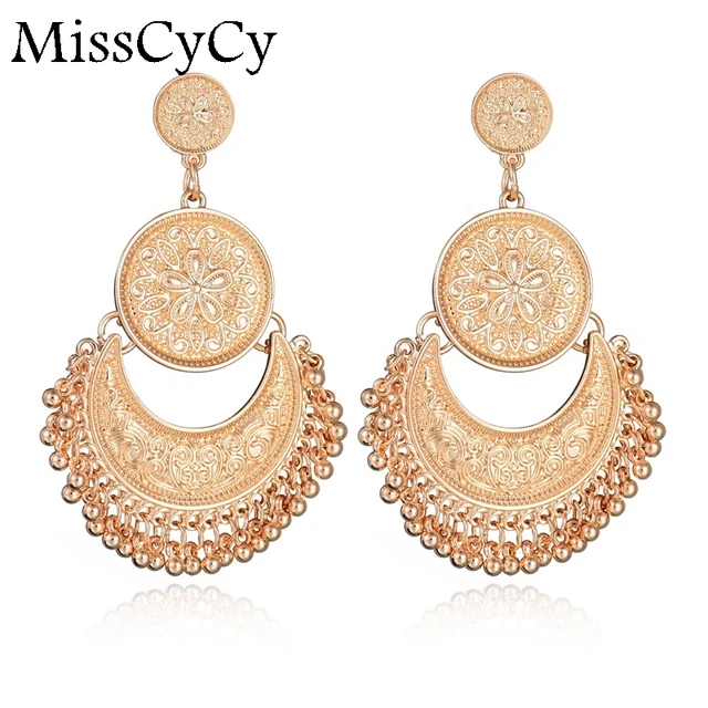 Misscycy Vintage Exotic Carved Flowers Exaggerated Tel Earrings Misscycy Vintage Exotic Carved Flowers Exaggerated Tel Earrings Metal Stud For Women Online Ping India