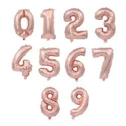100 шт. 16 дюймов цвета розового золота Фольга шар заполненных воздухом номер ''0-9 ''воздушные шары День рождения Свадебная вечеринка баллон