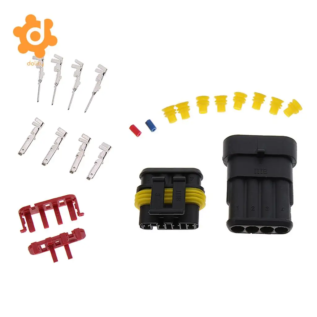 Baoblaze 1 Set 1/2/3/4/6 Pin HID Sealed Waterproof Quick Splice Electrical Wire Connector Plug