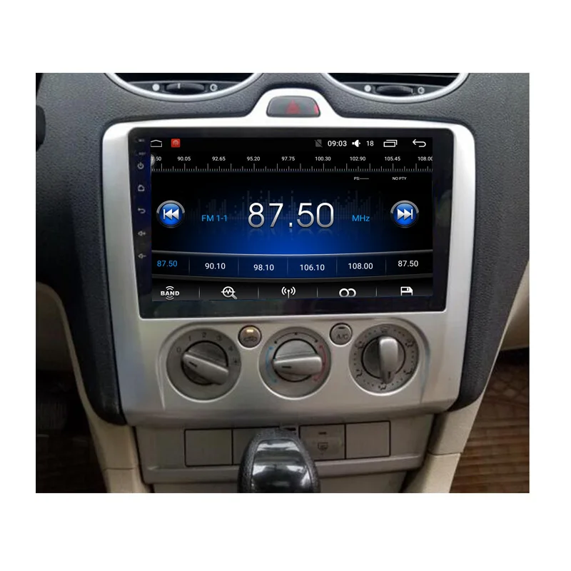 Sale Funrover 2 din 9Inch Android 8.0 2g+32g Car Dvd Gps For Ford Focus 2 With Wifi gps Navi fm Radio BT multimedia usb tape recorder 1