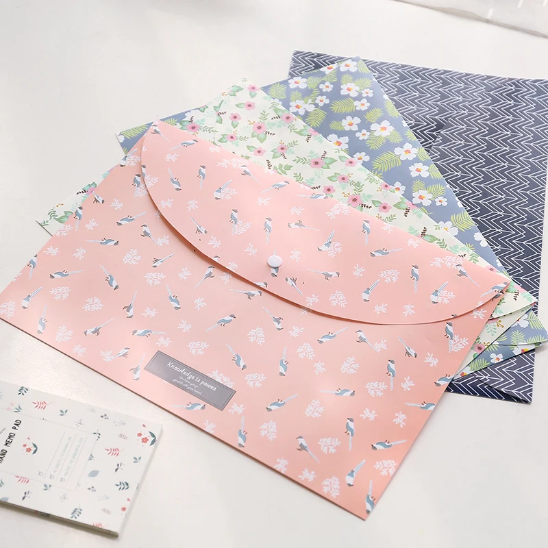 

QSHOIC 10 PCS/lot New vintage students stationery folder floral buckle envelope document file bag a4 kawaii dokumenty folder PP