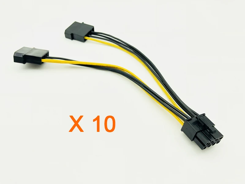 

10PCS Dual 4P to 8P Graphics Card Power Cable Dual 4Pin to 8Pin Video Card Power Supply D Port Graphic Card Cable for BTC Mining