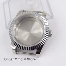 Полированный 40 мм чехол для часов с увеличителем даты чехол из нержавеющей стали подходит для часов с автоматическим механизмом