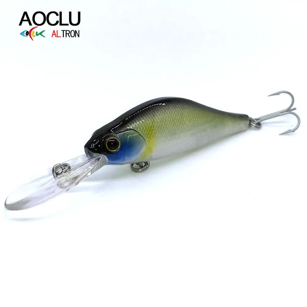Aoclu Deep Diver Floating Shad 70Mm 9.2G Hard Bait Minnow Crank Fishing Flutter High Vibration Speed Rolling Lure Bass Vmc Hook
