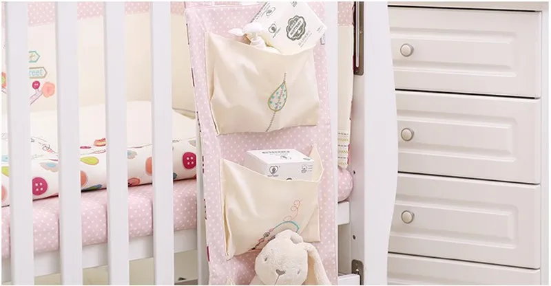 Детская сумка для хранения на кровать-бампер, хлопок, органайзер для новорожденных, игрушка, пеленка, карман для кроватки, постельные принадлежности, аксессуары, сумки для хранения подгузников