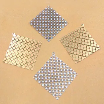

26mm Vintage Filigree Square Flower Charms Blanks Metal Bu Yao Hair Sticks Jewelry Accessories DIY Findings Multi-color Plated