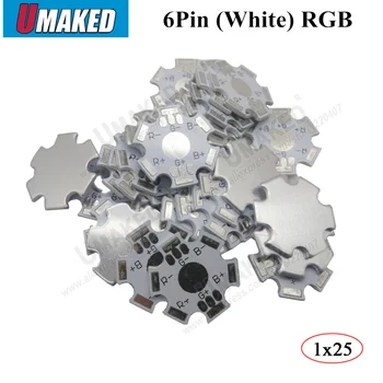 

6Pin 20mm 1W/3W RGB led aluminum plate base board, LED PCB board for downlight, bulb light. heat sink board Free shipping