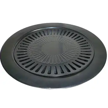 

TENSKE New Arrival Round Iron Korean Style BBQ Grill Plate Barbecue Non-stick Pan Set with Holder Set Drop Shipping ap911