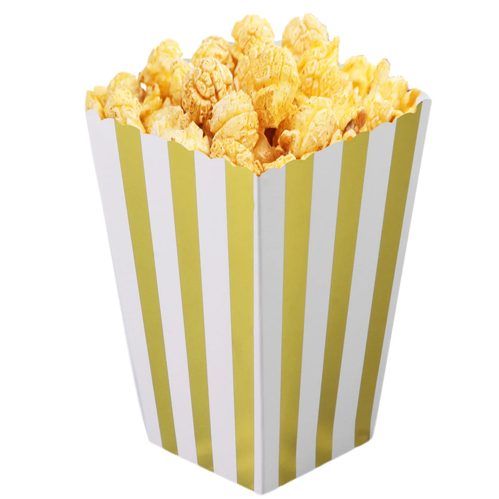 

12 pcs/lot Wedding Birthday Movie Party Tableware Gold paper Party Popcorn Boxes Pop Corn Candy/Sanck Favor Bags