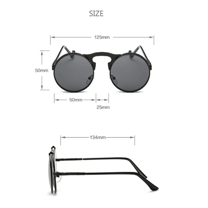 Горячие круглые стимпанк Солнцезащитные очки мужские ретро маленькие флип-ап очки для женщин Двойные линзы Брендовые очки Oculos uv400