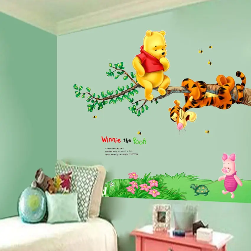 Online Whole Pooh Wall Art From China Winnie The Pooh Bear Wall Sticker Child Role Of Children S Diy Adhesive Art Mural Poster Picture