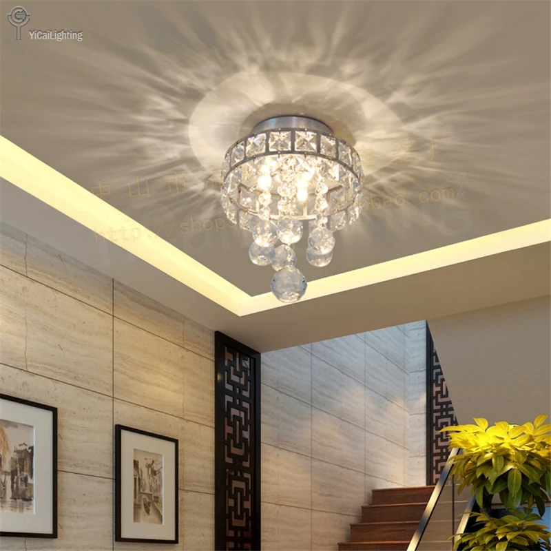 

Crystal ceiling lamp crystal K9 wrought iron bedroom lamp European creative aisle light balcony porch light wall light LO81612