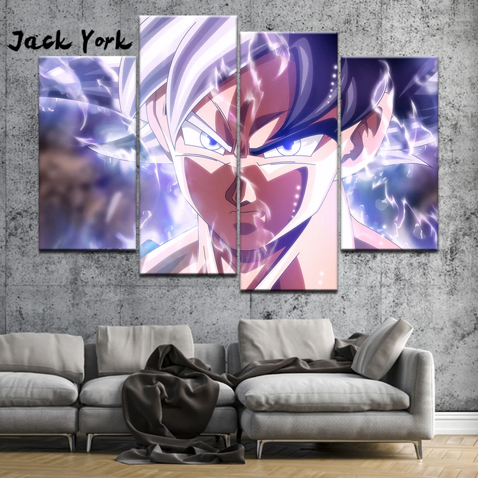 Canvas Painting Goku Mastered Ultra Instinct Vs Jiren 4 Pieces Canvas Painting Goku Mastered Ultra Instinct Vs Jiren 4 Pieces