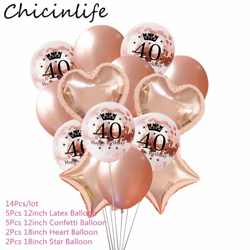 Chicinlife 14 шт 12 дюймов 30 40 50 лет годовщина конфетти воздушные шары Сердце Звезда