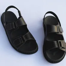 Летние торговли кожа Для мужчин с открытым носом Босоножки, шлепанцы светильник дышащий шов Досуг Босоножки, шлепанцы Для мужчин подошва; обувь на толстой подошве