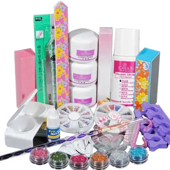 

MENOW 2018 Newly Professional Acrylic Color Powder Nail Art Deco Tips Set Brush Dust Form Toe Glue UV Glitter Kits 08.01