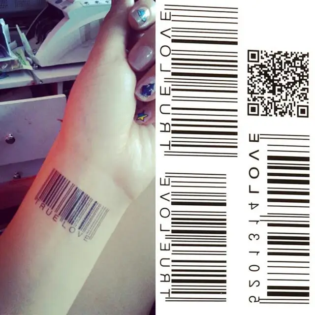 1pcs women fake tattoos letters tattoo sticker barcode design 1pcs women fake tattoos letters tattoo sticker barcode design