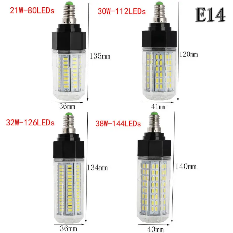Супер яркий лампада Светодиодная лампа E12 E14 E27 80/112/126/144 светодиодов 21/30/ 32/38 Вт SMD5730 Bombillas De LED прожектор лампа ампулы