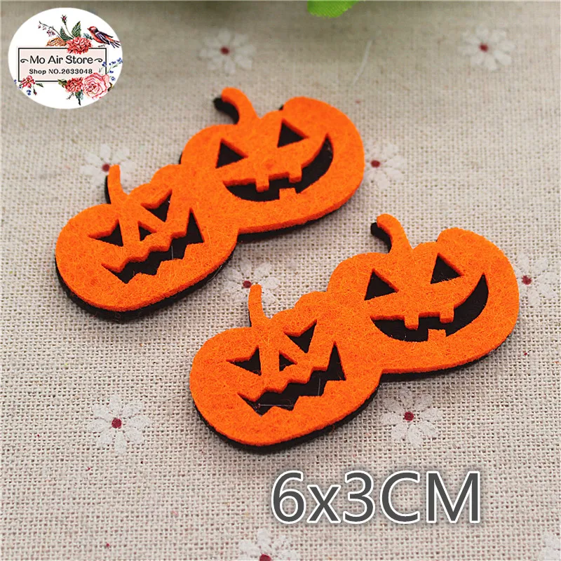 

6x3CM 10pcs Non-woven patches Halloween double pumpkin two-double Felt Appliques for clothes Sewing Supplies diy craft ornament