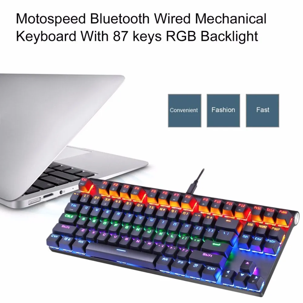 

Motospeed K83 Bluetooth Mechanical Keyboard USB Wired Mechanical Keyboard With 87keys RGB Backlight For Laptop Desktop