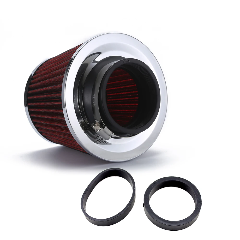 Modificación del filtro de aire de 76mm para el filtro de admisión de aire frío del automóvil al filtro de aire de admisión automática Universal de la cabeza de seta rojo