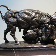 Bi003715 Западного Искусства Декора Бронзовая Скульптура Медведя Есть Бык БЫК Базы Мрамора Статуя Фигурка
