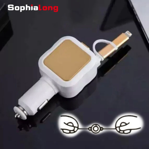 Автомобиль Зарядное устройство для iPhone 6 6S Plus адаптер Выдвижной Кабель Micro USB для iPhone 7 5S 8 провод для samsung телефона Android Зарядное устройство