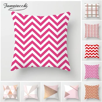 

Fuwatacchi Geometric Cushion Covers Red Pink Dot Plaid Wave Pillow Cover for Sofa Chair Home Nordic Style Decorative Pillows