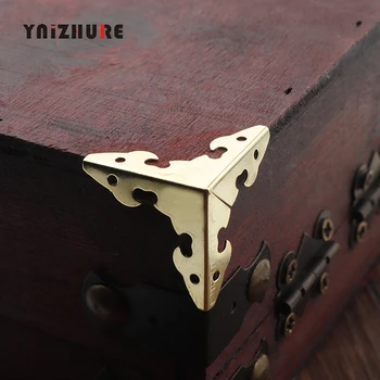 

8Pcs 23mm Case Box Corners For Furniture Decor Triangle Flower Side,Wooden Box Corner,Gold Tone