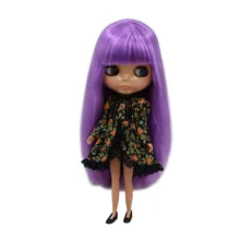 Blyth 1/6 кукла Обнаженная фиолетовые длинные волосы темная кожа нормальное тело 4 цвета для глаз подходит для DIY No.230BL548