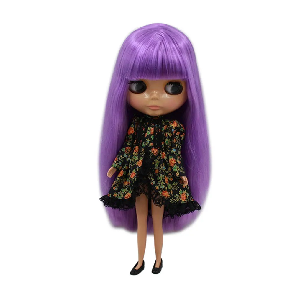 Blyth 1 6 Nude Doll Purple Long Hair Dark Skin Normal Body 4