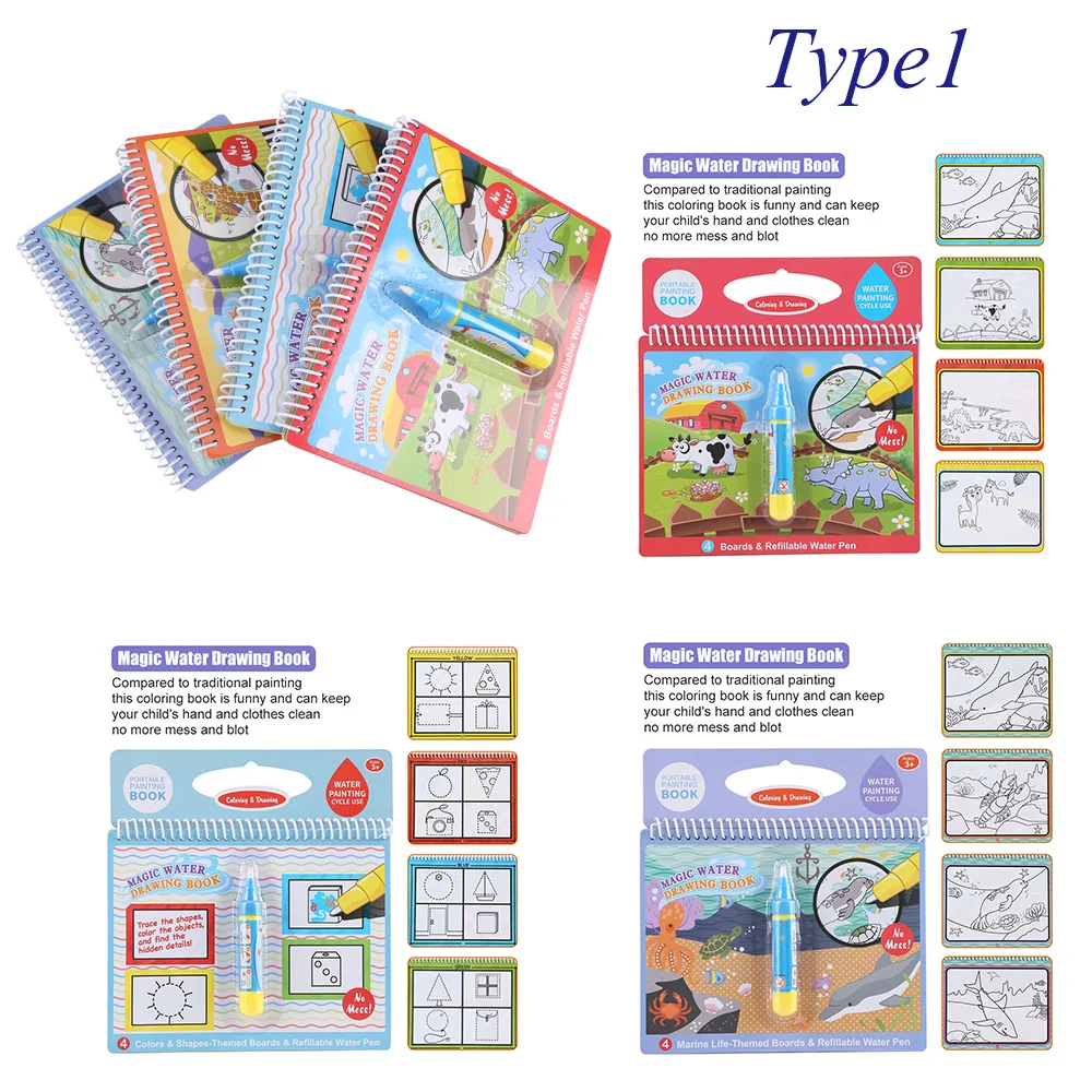 Волшебная книга для рисования водой и 2 ручки, тканевая доска для раскрашивания, коврик для детей, развивающие Обучающие игрушки, подарки