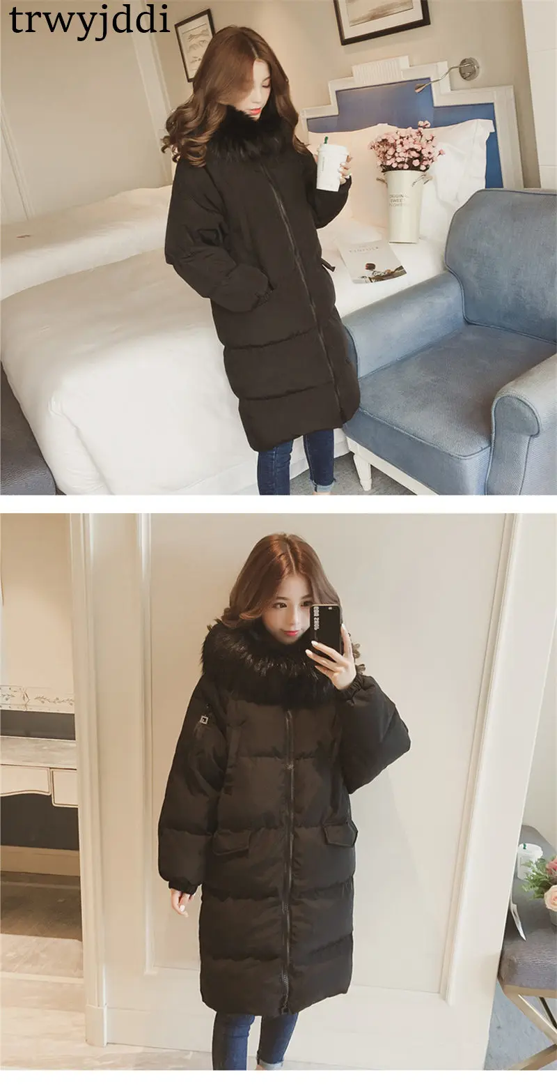 Повседневная зимняя куртка, Женское пальто,, теплая парка для женщин, большие размеры, длинная куртка, стеганое пальто с мехом, одежда A949