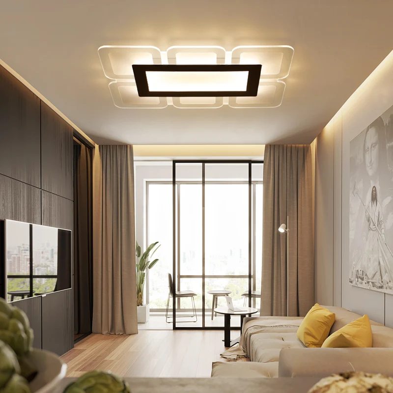 

Surface mounted modern led ceiling chandelier lights for living study room bedroom Ultra-thin chandelier lighting light fixtures