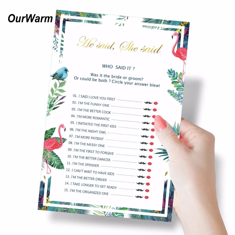 OurWarm 50 листов свадебных открыток для душа и свадьбы на годовщину игровые карты он