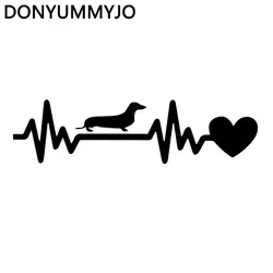 Donyummyjo 19*5 см такса Heartbeat lifeline винил Наклейки для автомобиля творческий мультфильм декоративные наклейки черный/серебристый dw-007