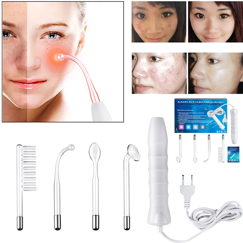 

Portable High Frequency D'arsonval Facial wand Hair care Electrode Spot Acne Remover Skin Care Face Hair Spa Salon Beauty Device