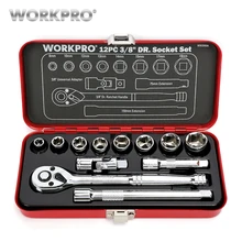 WORKPRO 12 шт. набор инструментов для ремонта дома 3/" DR Sokcet набор металлических коробок набор динамометрический ключ с храповым механизмом отвертка
