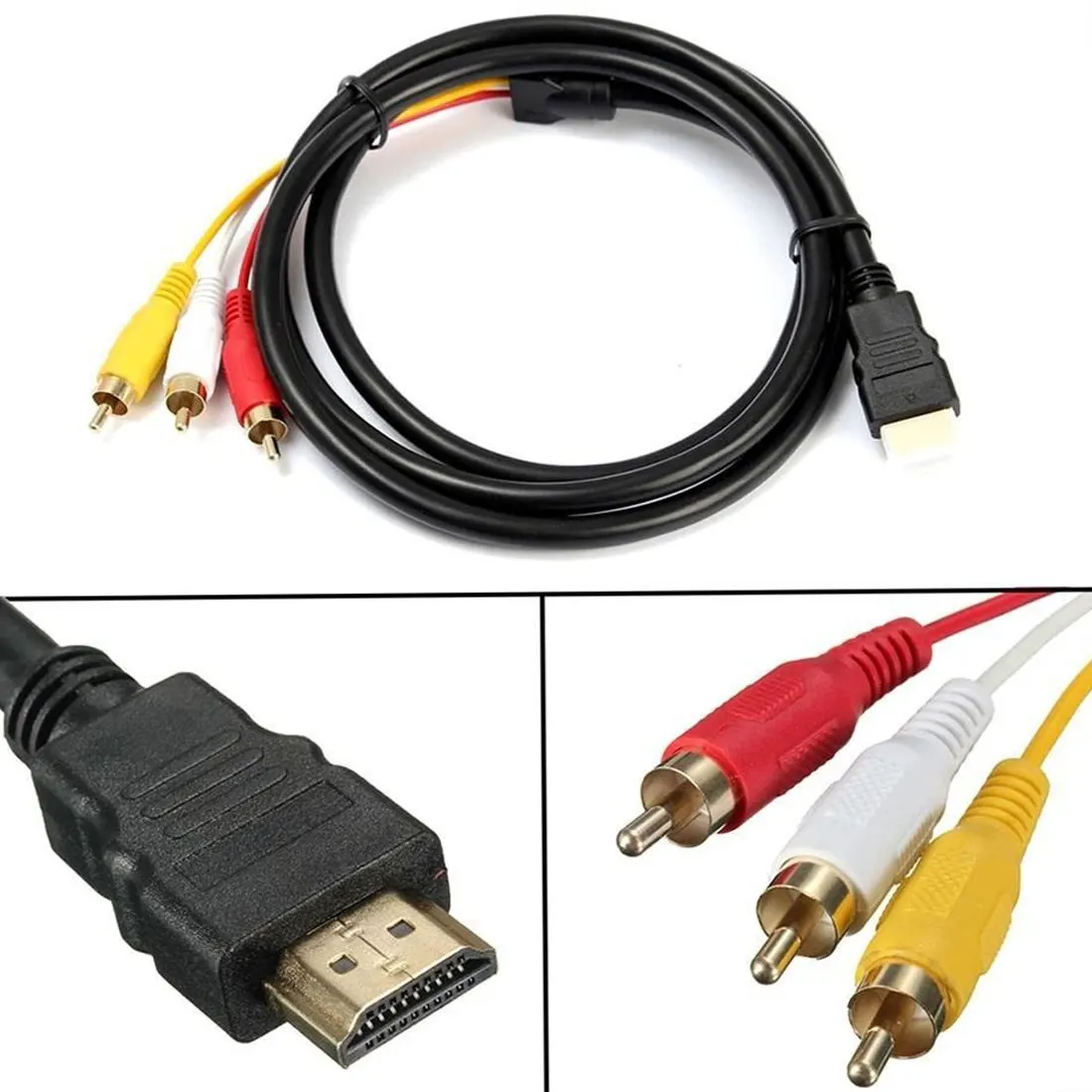 5 футов 1080P HDTV HDMI штекер 3 RCA Аудио Видео AV кабель адаптер конвертер Соединительный