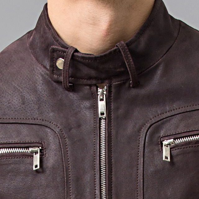 Men’s Genuine Leather jacket Pigskin real leather jacket men motorcycle leather coat S-6XL big size