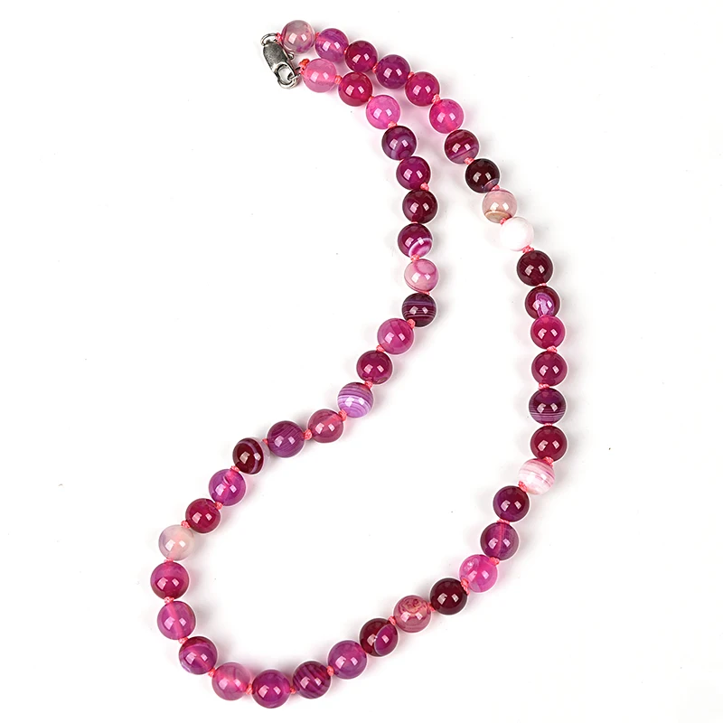 

8.4 mm Pink and Multi color mashup candy Striated Agate necklace, full of girl sense