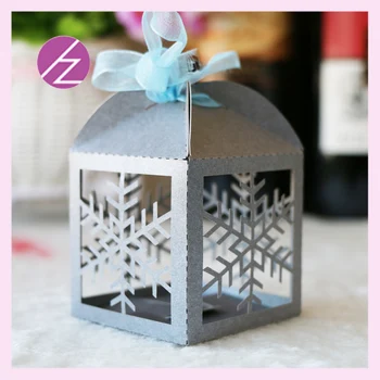 

50psc/lot snow winter theme party wedding laser cut snowflake Romantic Wedding Gift and favors Box mini candy package box