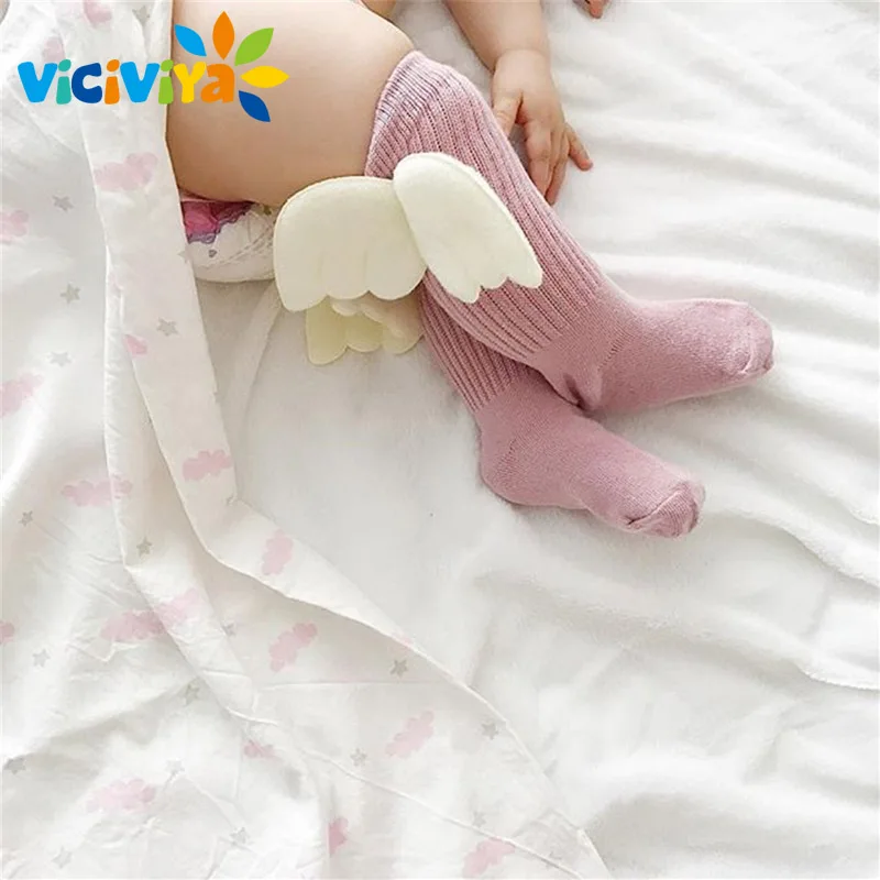 VICIVIYA 0 4Y font b Baby b font Knee High Socks 3D Angel Wings Toddle Cotton