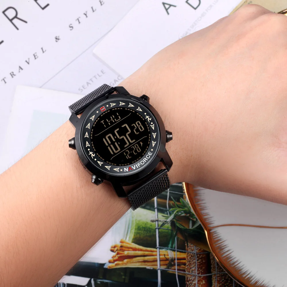 Бренд Naviforce цифровые часы мужские шагомер многофункциональные спортивные Relojes