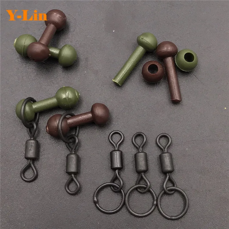 

Carp fishing heli chod beads kits ring with UK8# Rolling swivels and heli chod beads Brown Green color accessories for carp