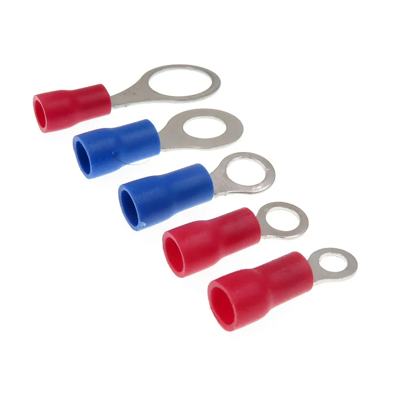 

250pcs/lot 5 kinds insulated round ends O type terminals brass Insulated Spade Crimp Wire Cable Connector