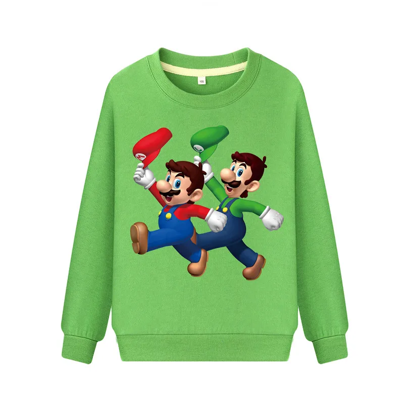 Child Pink Hoodies Boys Girls Spring Autumn Sports Sweatshirts Kids Cartoon Mario Hoodies Costume Baby 100%Cotton Hoodie WK118 (5)