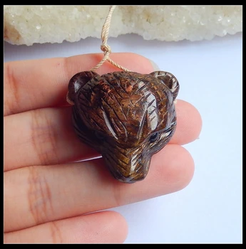 

Wholesale 1Pcs Natural Stone Tiger'Eye Handmade Animal Fashion Tiger head Pendant Bead Best Gifts 31x30x13mm 16.6g