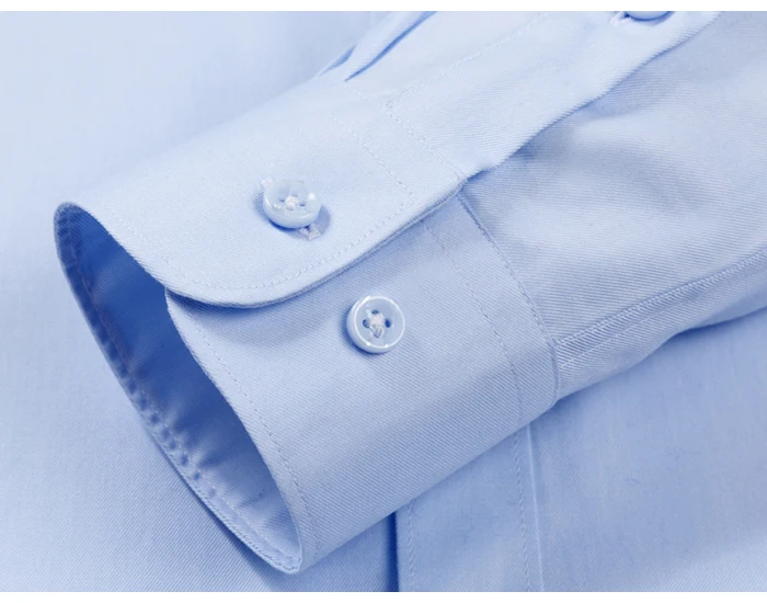 Men's 100% Cotton Non-iron Long Sleeve Solid Office Dress Shirt Pocket-less Design Standard-fit Formal Business Classic Shirts