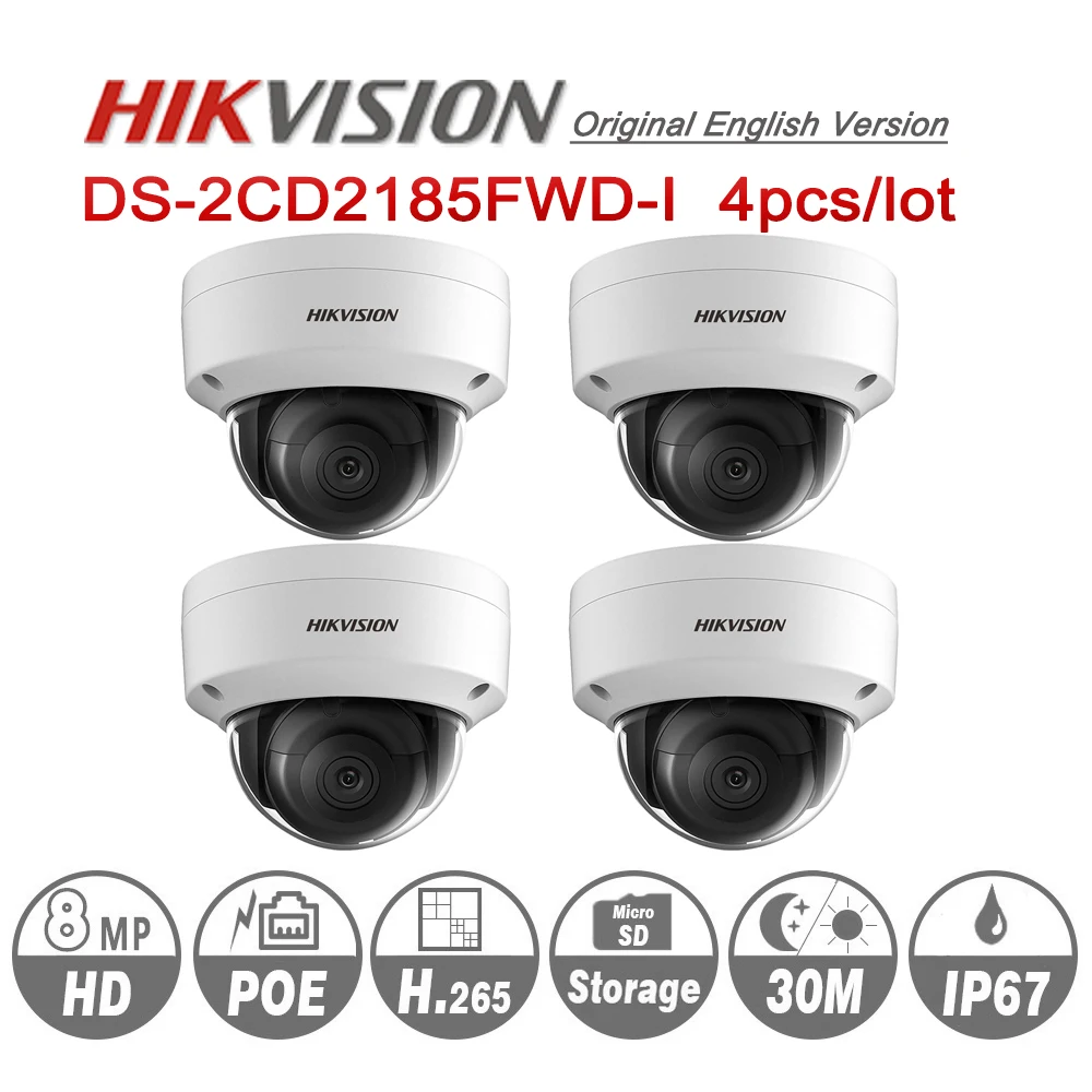 

Hikvision Original English DS-2CD2185FWD-I 8MP CCTV Camera Network Camera H.265 Updatable Camera Audio Alarm Interface 4pcs/lot